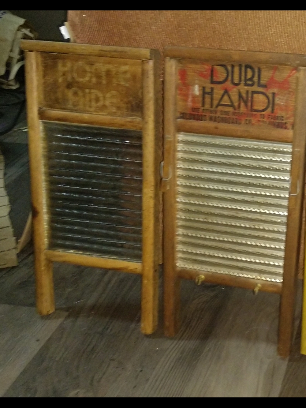 Vintage Double Washboard Wall Decor - Brown & Silver